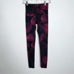 Noli Yoga Leggings Women XS Pink Black Palm Leaves Italian Fabric Floral  F